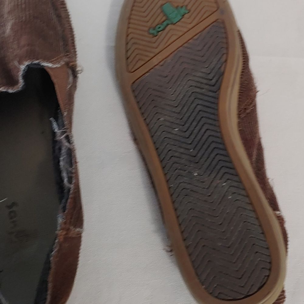 Sanuk corduroy distressed look loafer brown size 10 shoes - Picture 5 of 7
